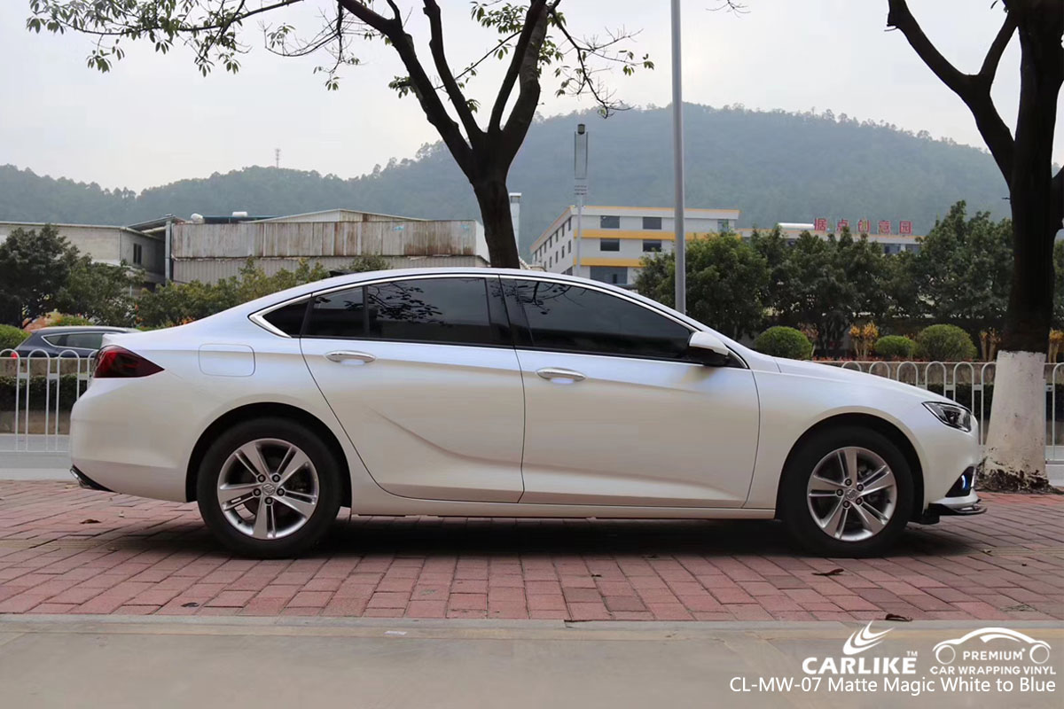 CARLIKE CL-MW-07 matte magic white to blue car wrap vinyl for Buick