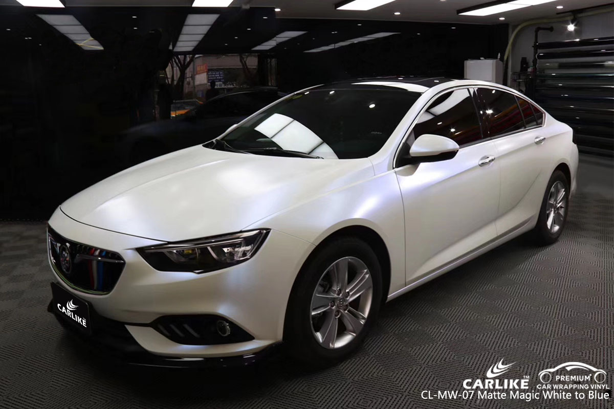 CARLIKE CL-MW-07 matte magic white to blue car wrap vinyl for Buick
