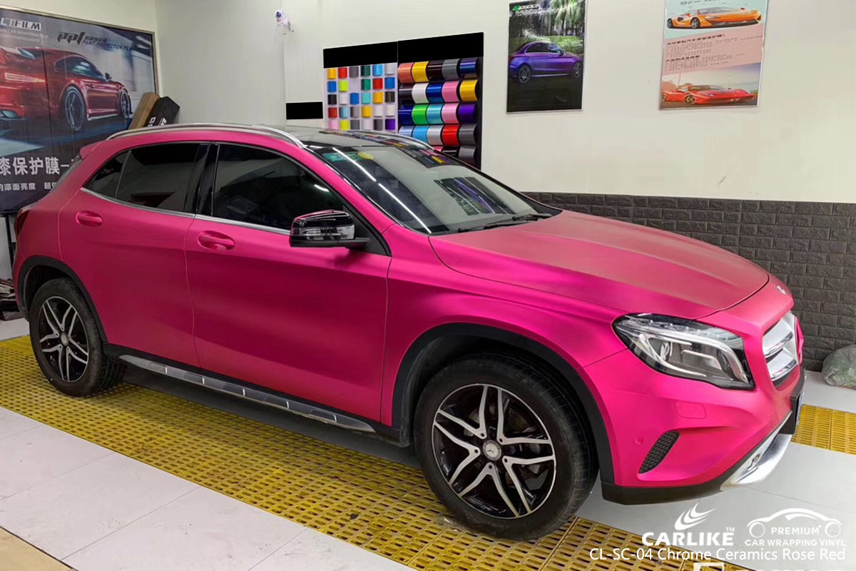 CARLIKE CL-SC-04 chrome ceramics rose red car wrap vinyl for Mercedes-Benz