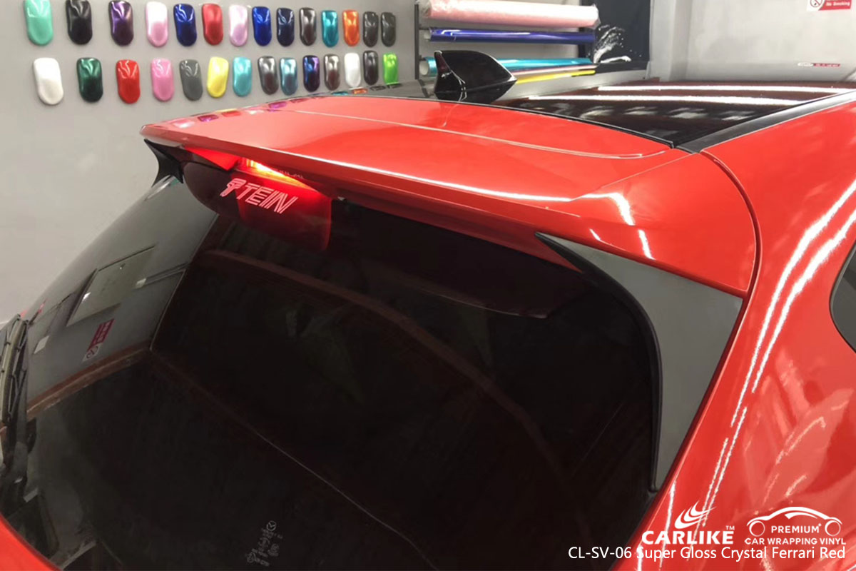 CARLIKE CL-SV-06 super gloss crystal ferrari red car wrap vinyl