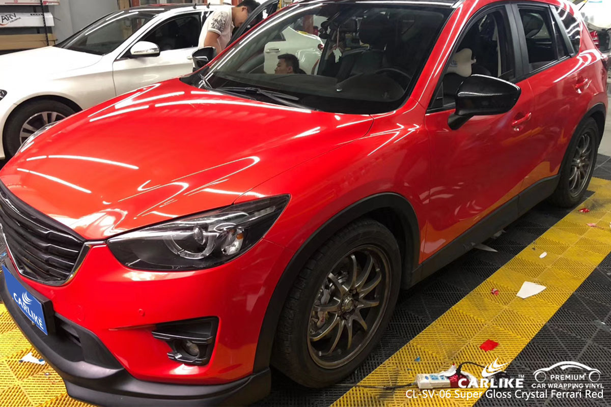 CARLIKE CL-SV-06 super gloss crystal ferrari red car wrap vinyl