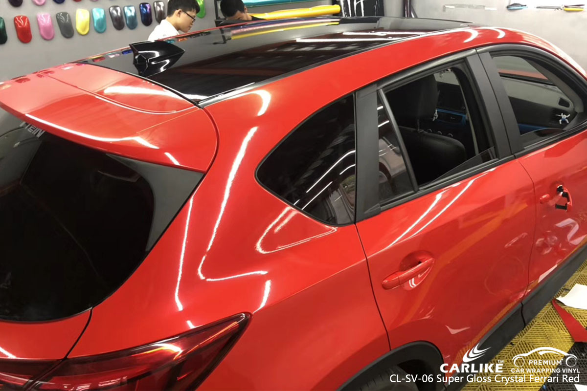 CARLIKE CL-SV-06 super gloss crystal ferrari red car wrap vinyl