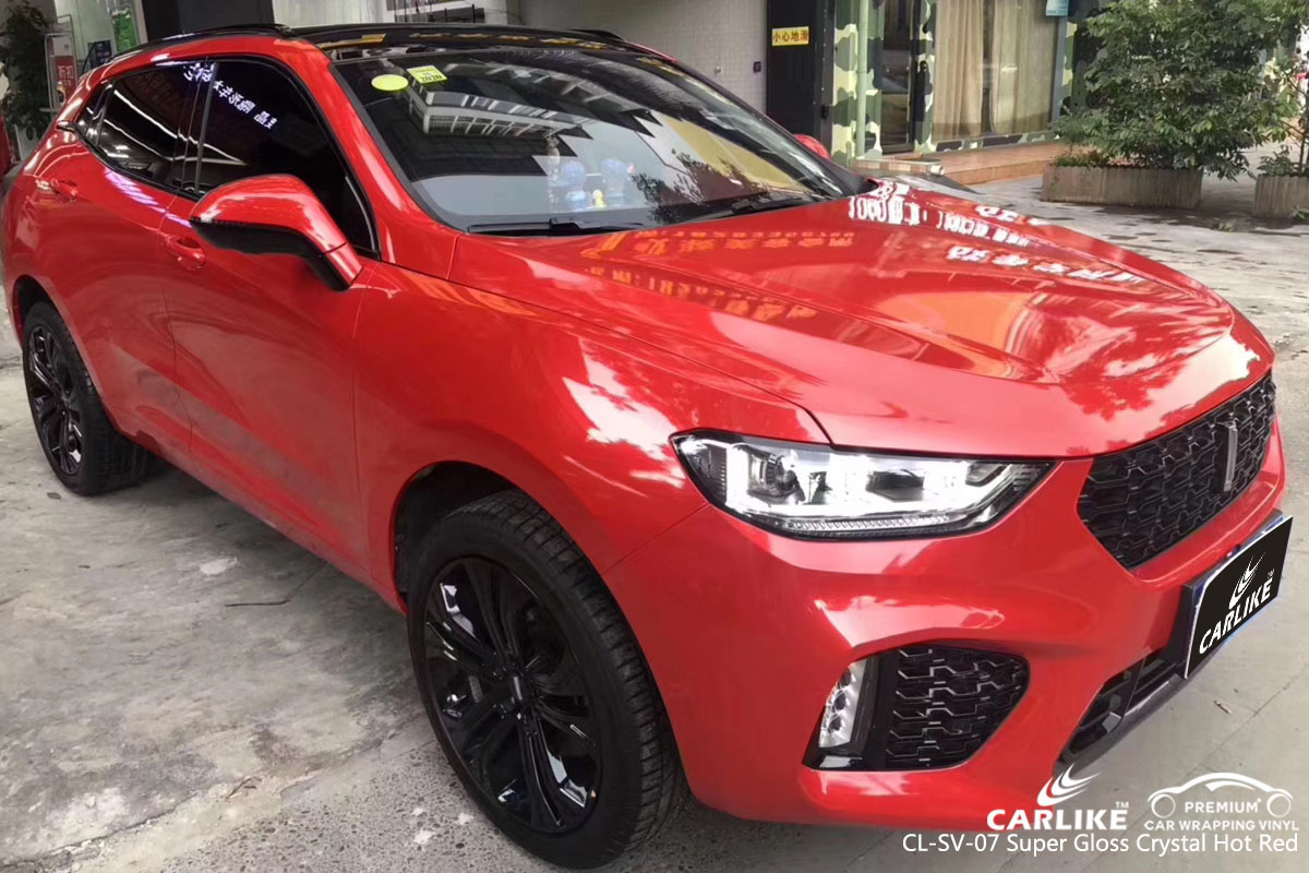CARLIKE CL-SV-07 super gloss crystal hot red car wrap vinyl for Wey