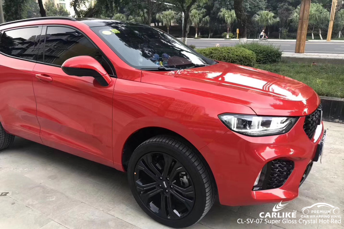 CARLIKE CL-SV-07 super gloss crystal hot red car wrap vinyl for Wey