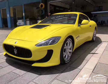 CL-SV-15 Vinilo envolvente amarillo brillante brillante para coches Maserati