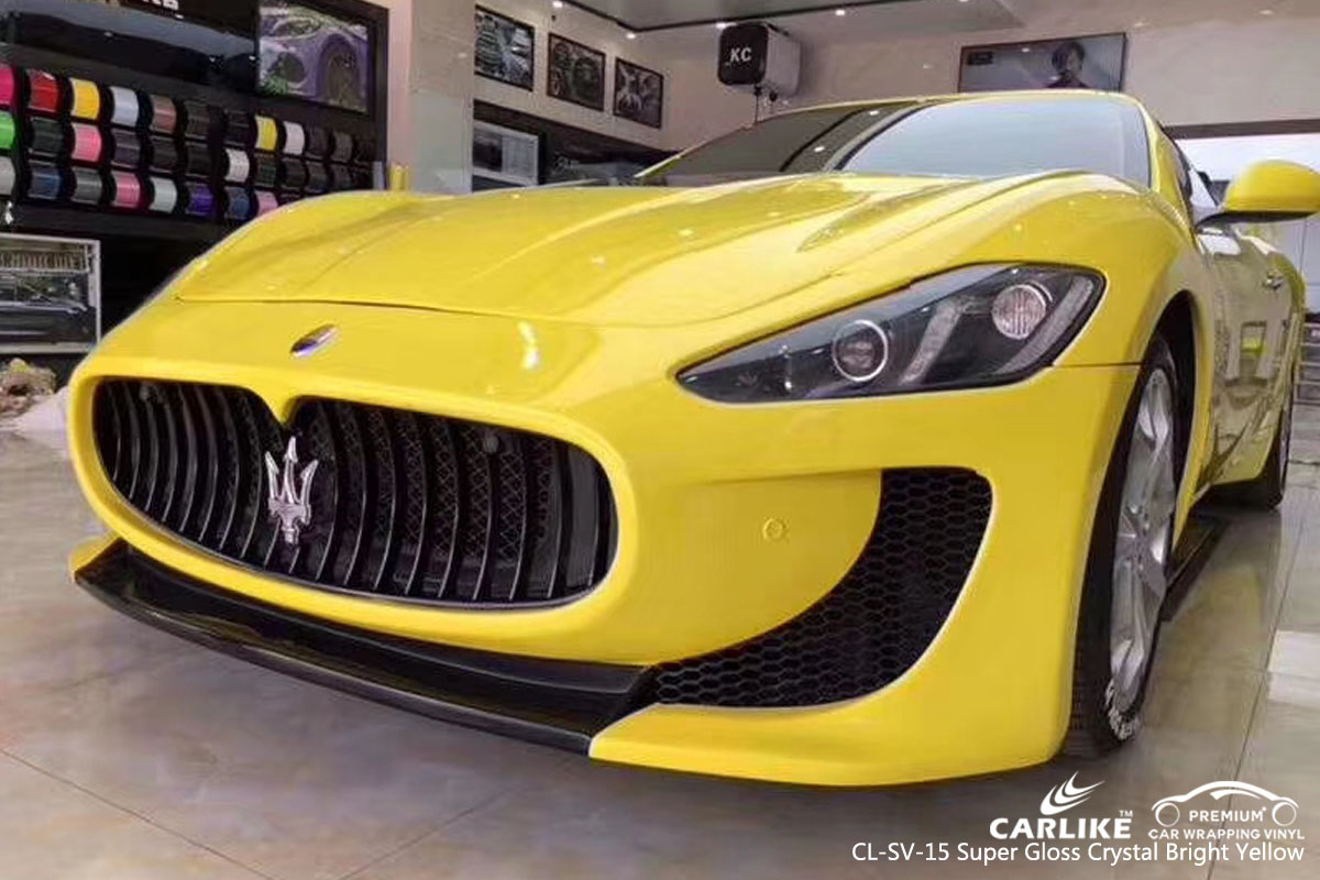 ARLIKE CL-SV-15 super gloss crystal bright yellow car wrap vinyl for Maserati