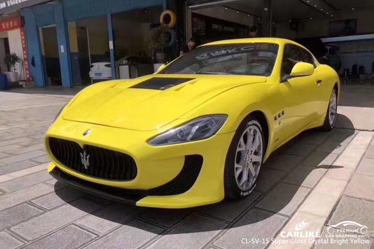 ARLIKE CL-SV-15 super gloss crystal bright yellow car wrap vinyl for Maserati