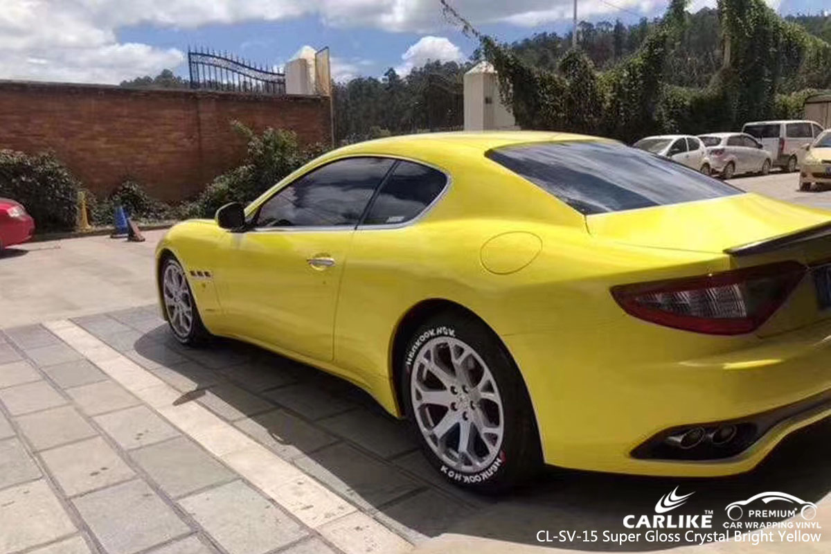 ARLIKE CL-SV-15 super gloss crystal bright yellow car wrap vinyl for Maserati