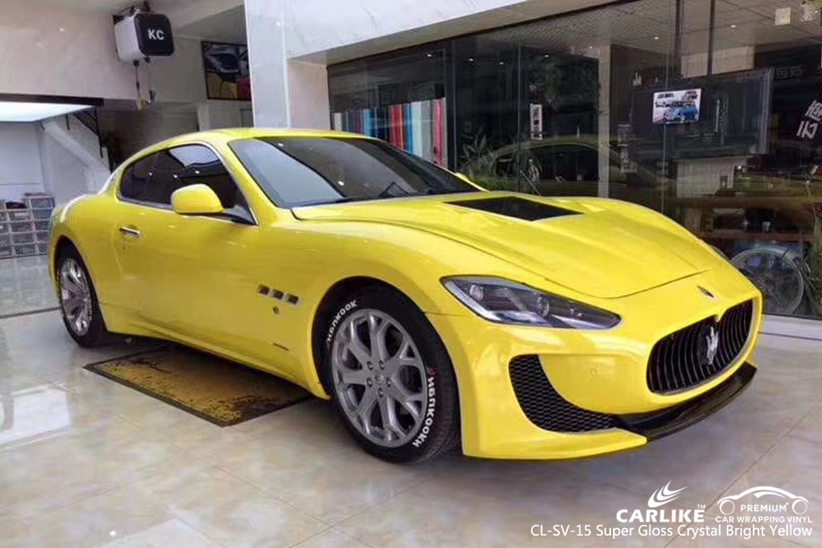 ARLIKE CL-SV-15 super gloss crystal bright yellow car wrap vinyl for Maserati