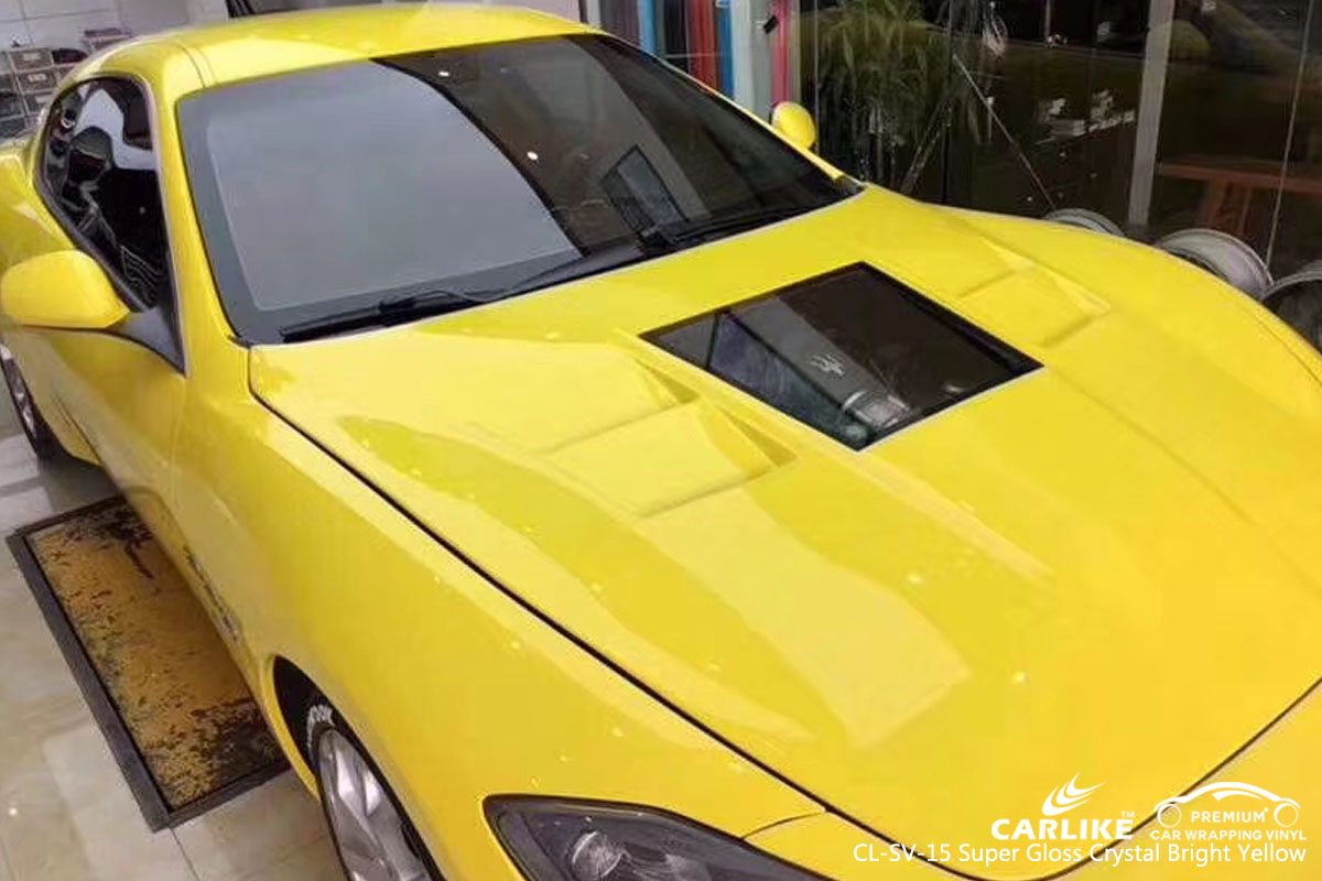 ARLIKE CL-SV-15 super gloss crystal bright yellow car wrap vinyl for Maserati
