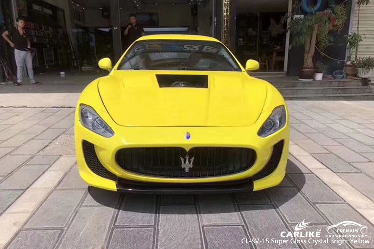 ARLIKE CL-SV-15 super gloss crystal bright yellow car wrap vinyl for Maserati