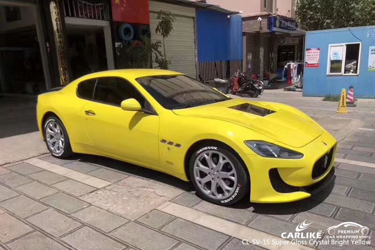 ARLIKE CL-SV-15 super gloss crystal bright yellow car wrap vinyl for Maserati