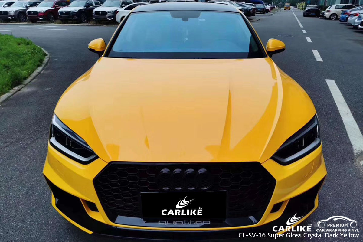 CARLIKE CL-SV-16 super gloss crystal dark yellow car wrap vinyl for Audi