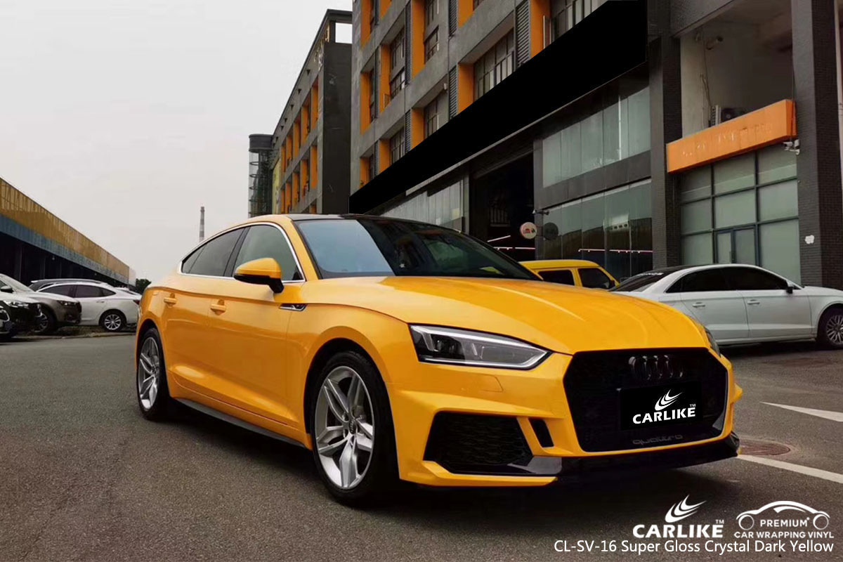 CARLIKE CL-SV-16 super gloss crystal dark yellow car wrap vinyl for Audi