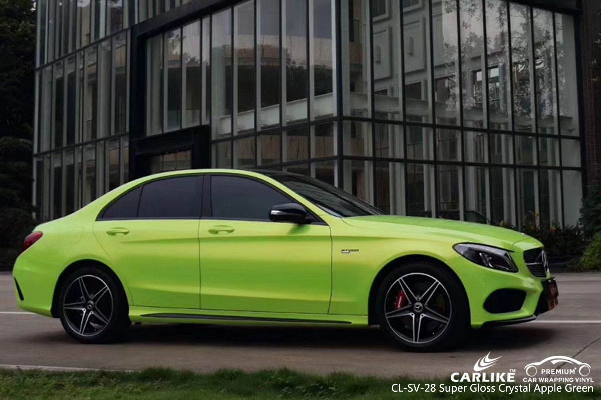 CARLIKE CL-SV-28 super gloss crystal apple green car wrap vinyl for Mercedes-Benz