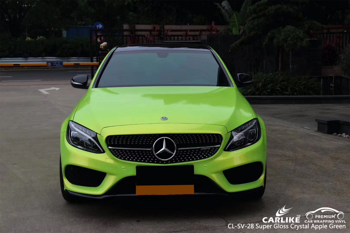 CARLIKE CL-SV-28 super gloss crystal apple green car wrap vinyl for Mercedes-Benz