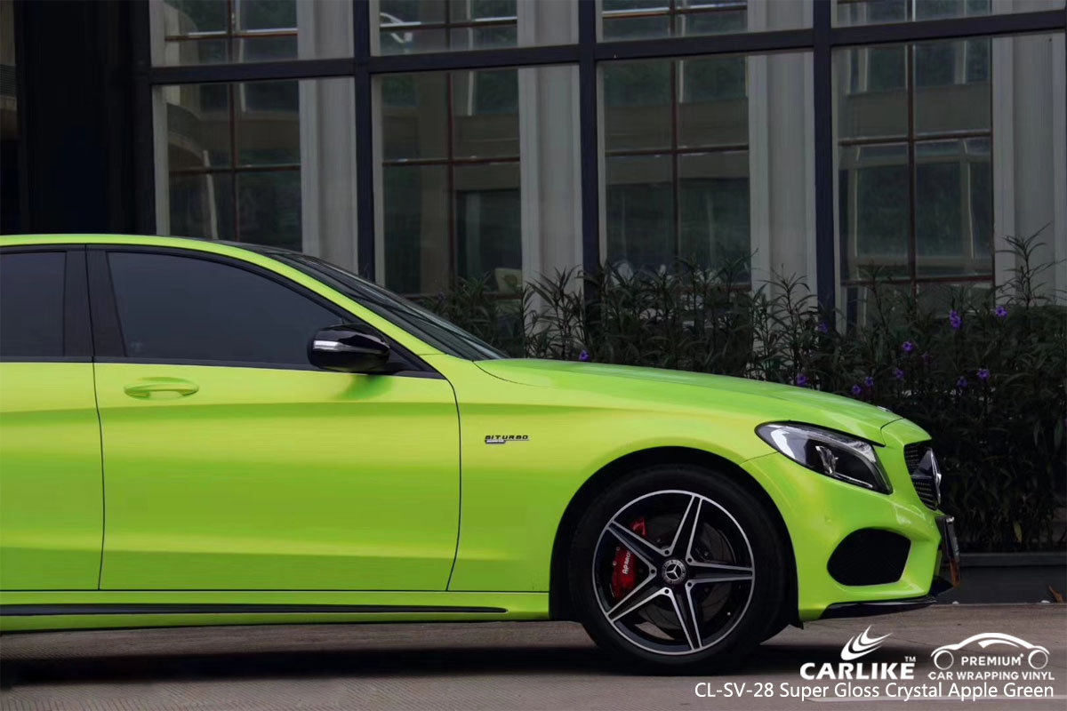 CARLIKE CL-SV-28 super gloss crystal apple green car wrap vinyl for Mercedes-Benz
