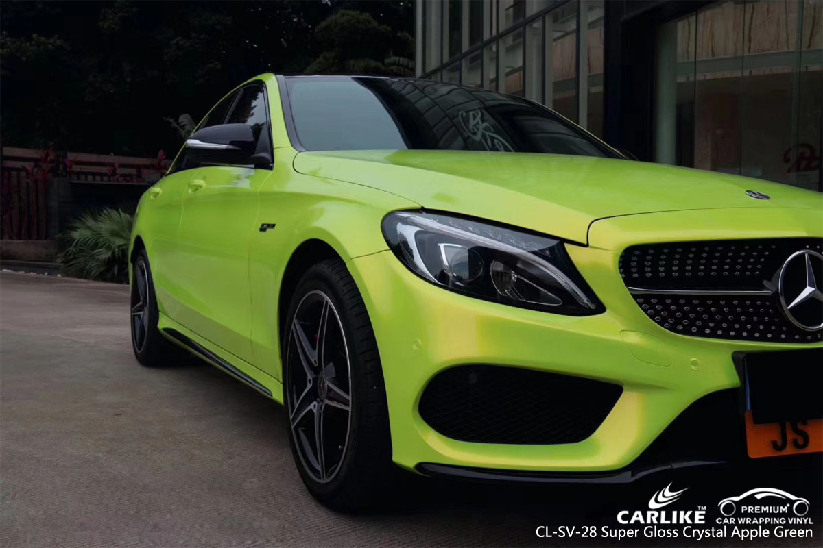 CARLIKE CL-SV-28 super gloss crystal apple green car wrap vinyl for Mercedes-Benz