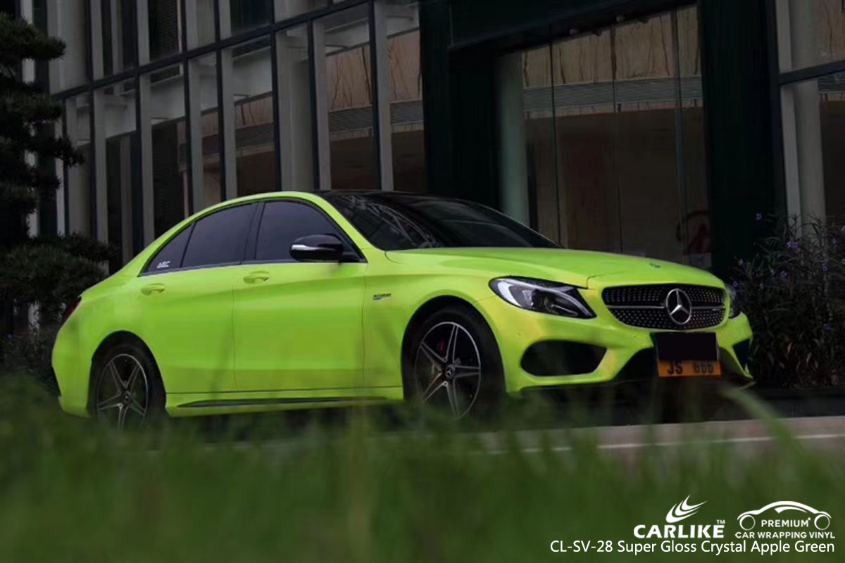CARLIKE CL-SV-28 super gloss crystal apple green car wrap vinyl for Mercedes-Benz