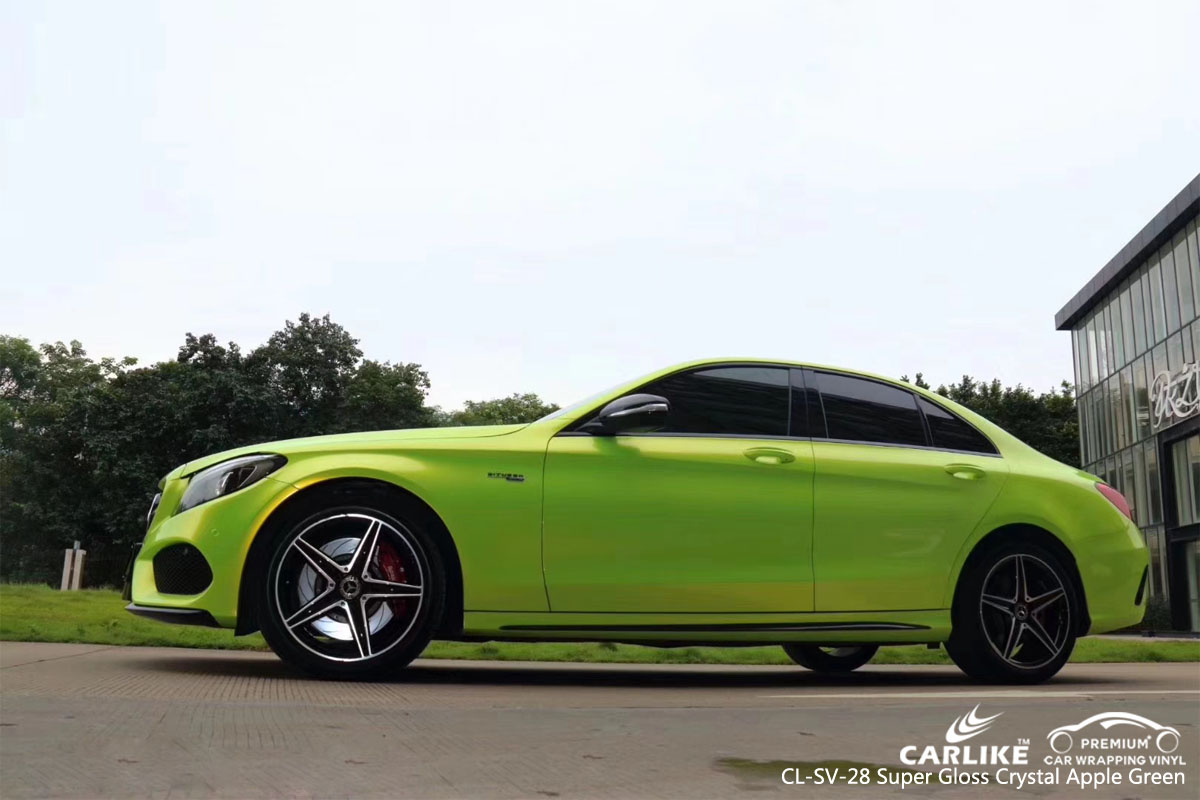 CARLIKE CL-SV-28 super gloss crystal apple green car wrap vinyl for Mercedes-Benz