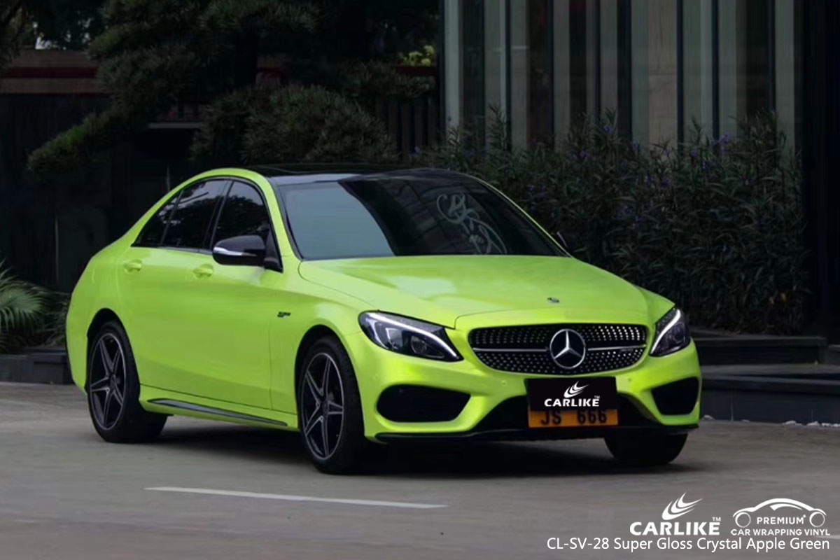 CARLIKE CL-SV-28 super gloss crystal apple green car wrap vinyl for Mercedes-Benz