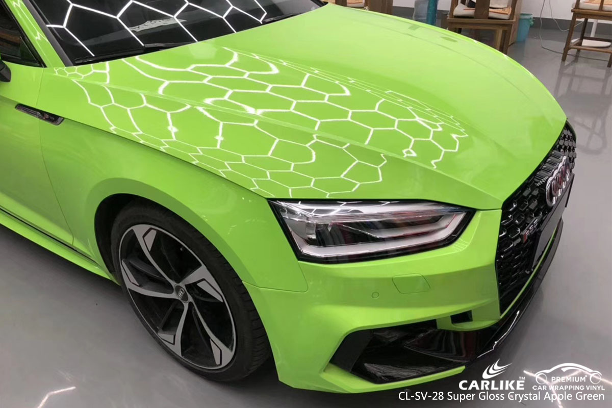 CARLIKE CL-SV-28 super gloss crystal apple green car wrap vinyl for Mercedes-Benz