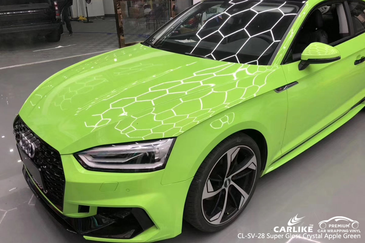 CARLIKE CL-SV-28 super gloss crystal apple green car wrap vinyl for Mercedes-Benz