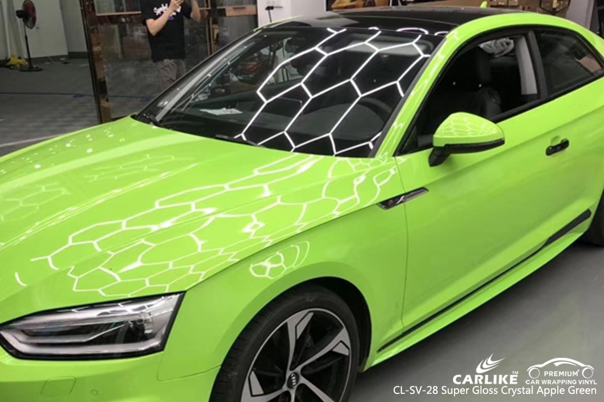 CARLIKE CL-SV-28 super gloss crystal apple green car wrap vinyl for Mercedes-Benz