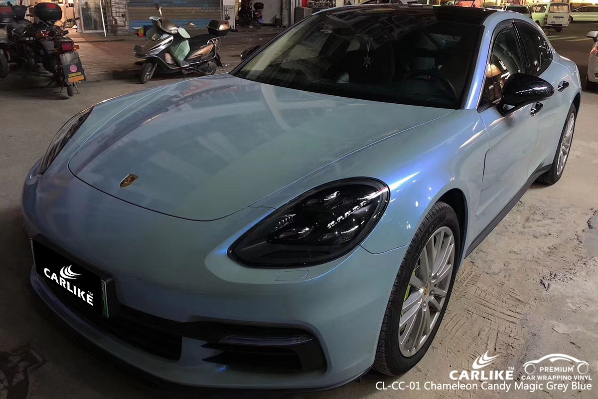 CL-CC-01 Chamäleonsüßigkeit magisches graues blaues Auto-Verpackungsvinyl für Porsche