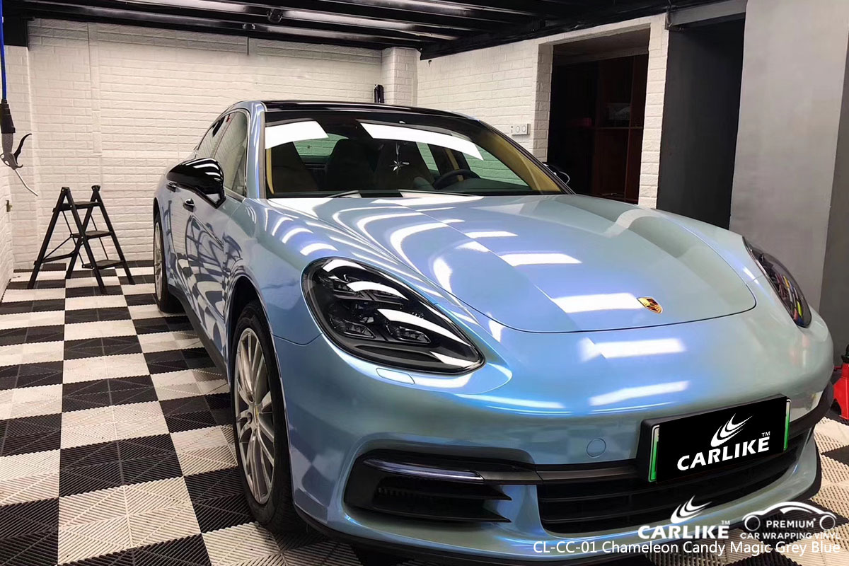 CARLIKE CL-CC-01 chameleon candy magic grey blue car wrap vinyl for Porsche
