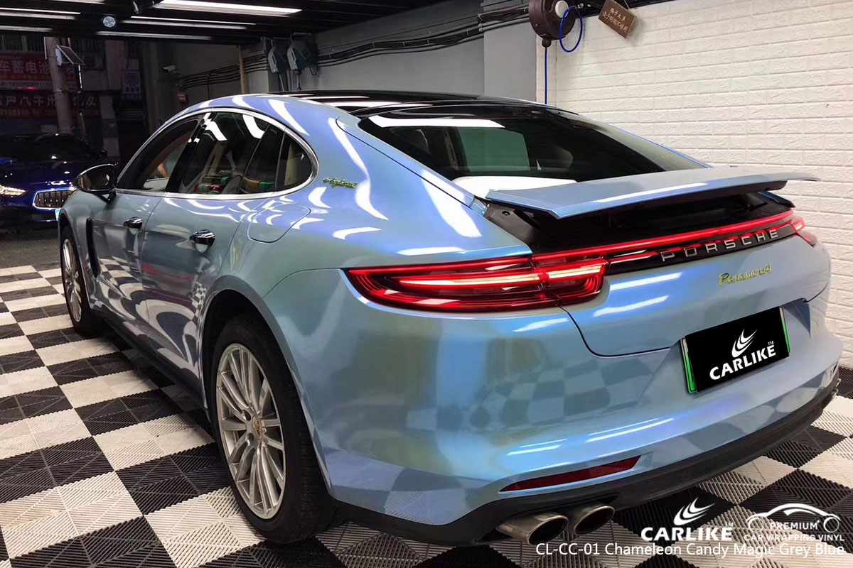 CARLIKE CL-CC-01 chameleon candy magic grey blue car wrap vinyl for Porsche