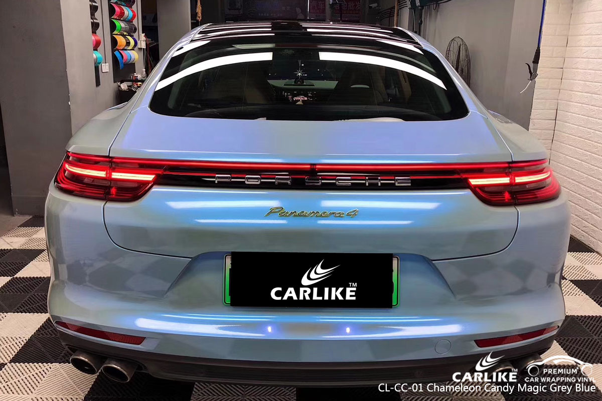 CARLIKE CL-CC-01 chameleon candy magic grey blue car wrap vinyl for Porsche