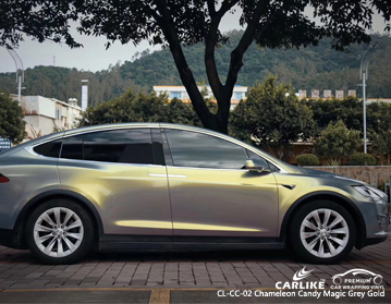 CARLIKE CL-CC-02 camaleão doce magia cinza ouro carro envoltório de vinil para Tesla