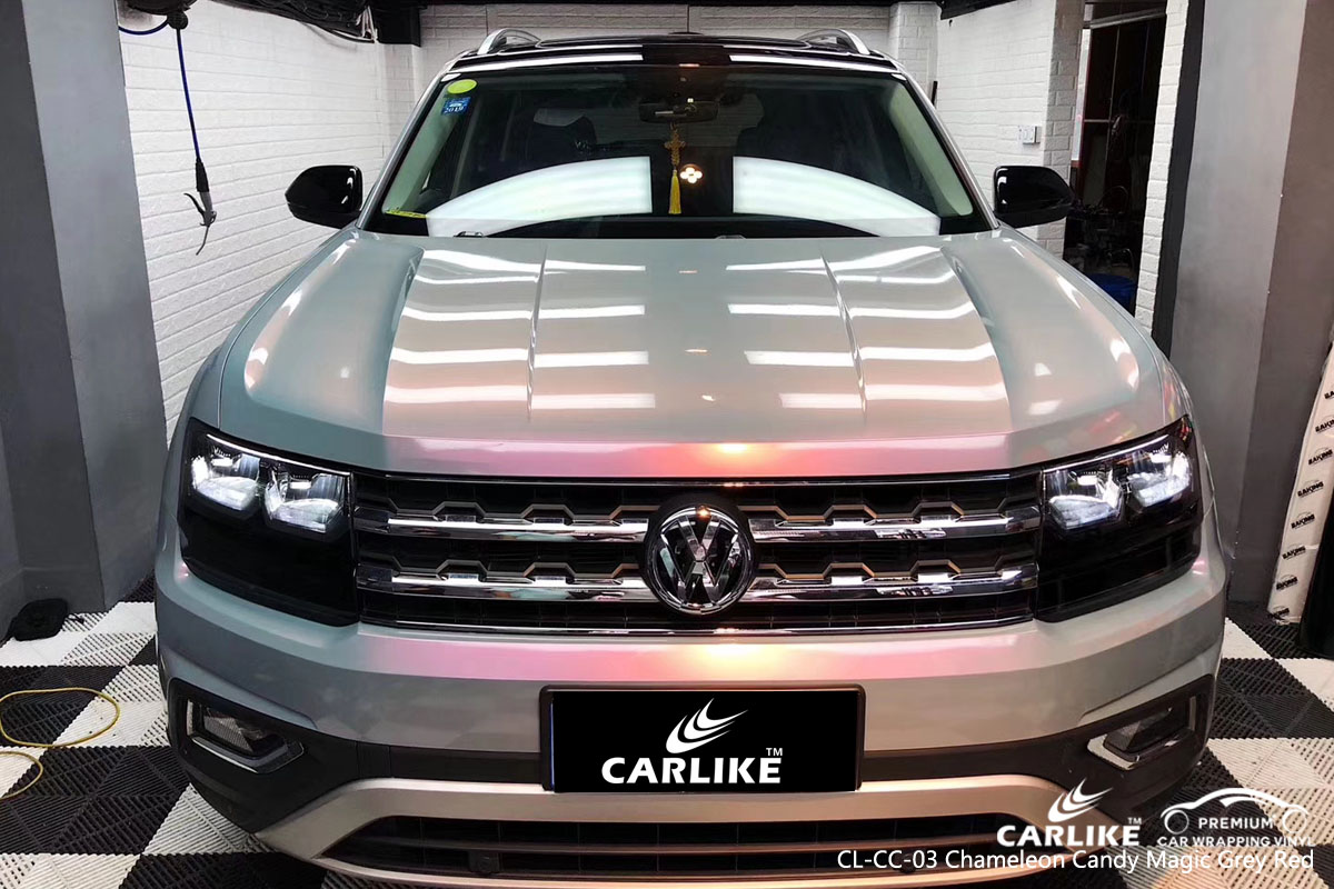 CARLIKE CL-CC-03 chameleon candy magic grey red car wrap vinyl for Volkswagen