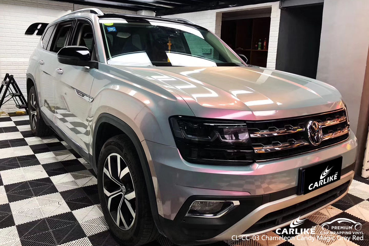 CARLIKE CL-CC-03 chameleon candy magic grey red car wrap vinyl for Volkswagen
