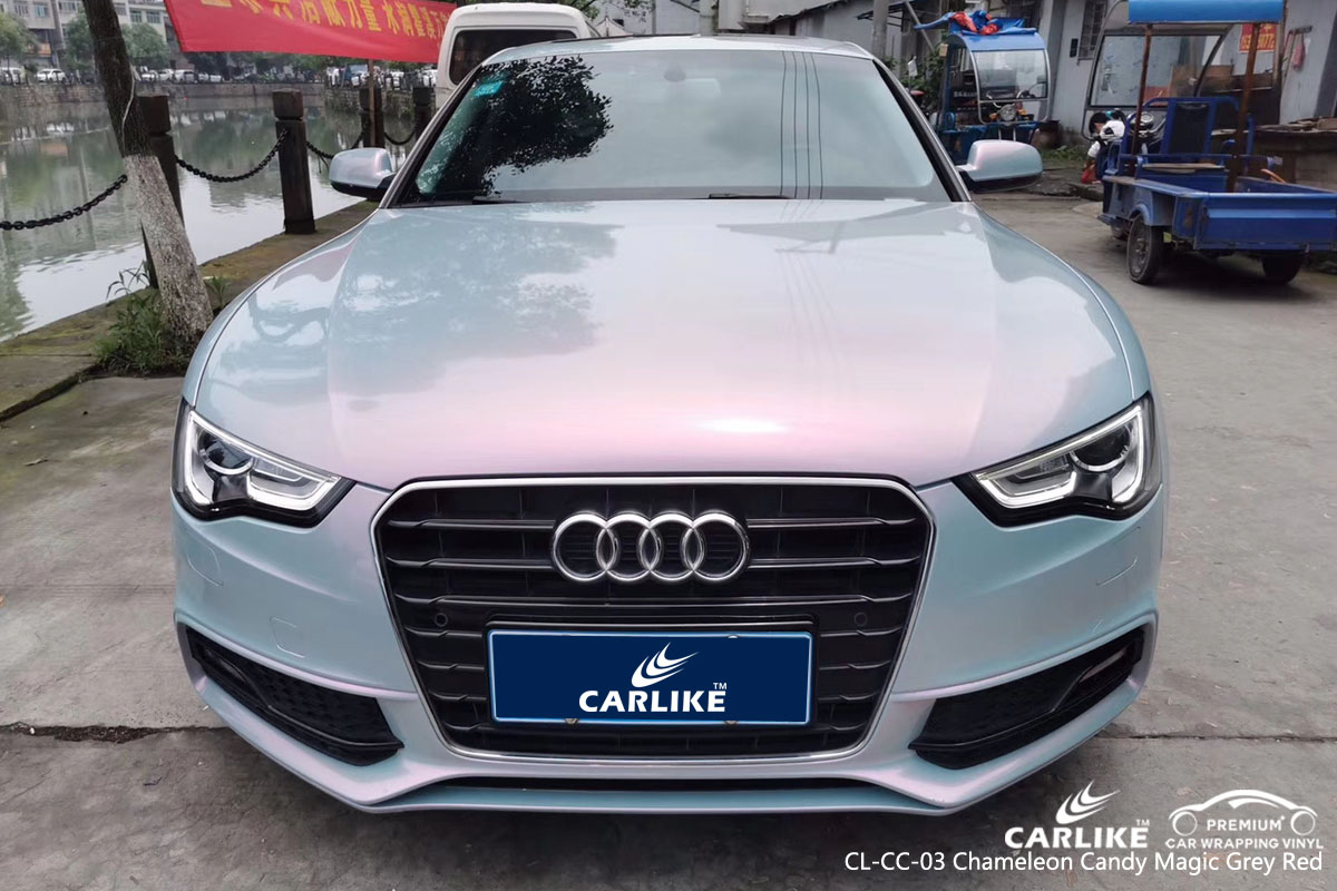 CARLIKE CL-CC-03 chameleon candy magic grey red car wrap vinyl for Audi