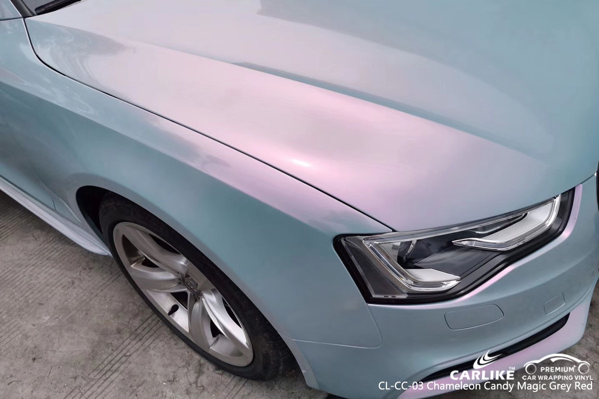 CARLIKE CL-CC-03 chameleon candy magic grey red car wrap vinyl for Audi
