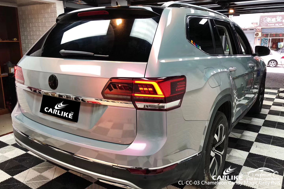 CARLIKE CL-CC-03 chameleon candy magic grey red car wrap vinyl for Volkswagen