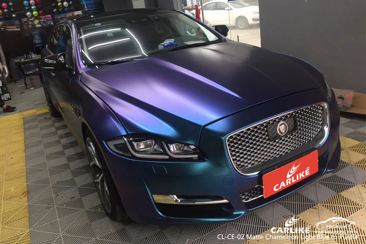 CARLIKE CL-CE-02 matte chameleon light blue to purple car wrap vinyl for Jaguar