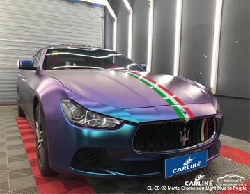 CL-CE-02 Camaleón mate de vinilo azul claro a morado para envoltura de automóviles para Maserati