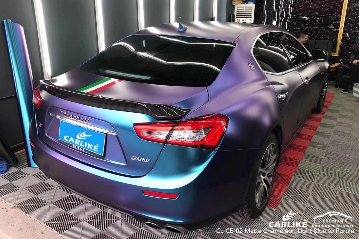 CARLIKE CL-CE-02 matte chameleon light blue to purple car wrap vinyl for Maserati