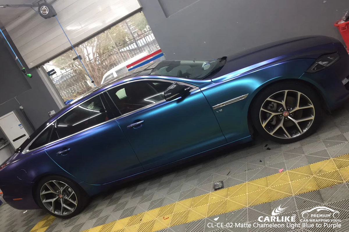 CARLIKE CL-CE-02 matte chameleon light blue to purple car wrap vinyl for Jaguar
