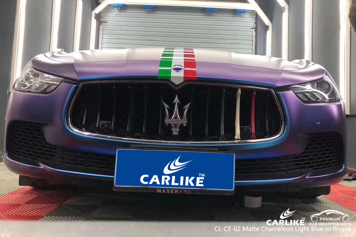 CARLIKE CL-CE-02 matte chameleon light blue to purple car wrap vinyl for Maserati