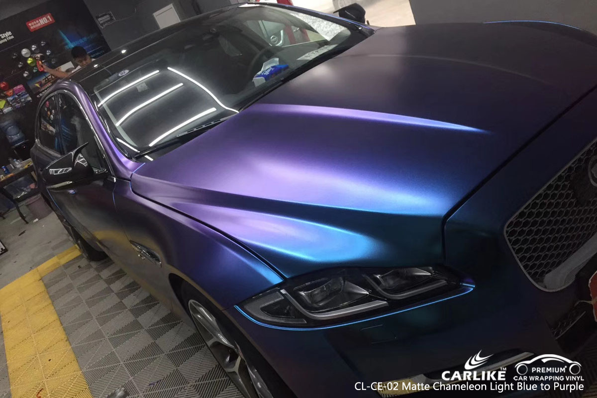 CARLIKE CL-CE-02 matte chameleon light blue to purple car wrap vinyl for Jaguar