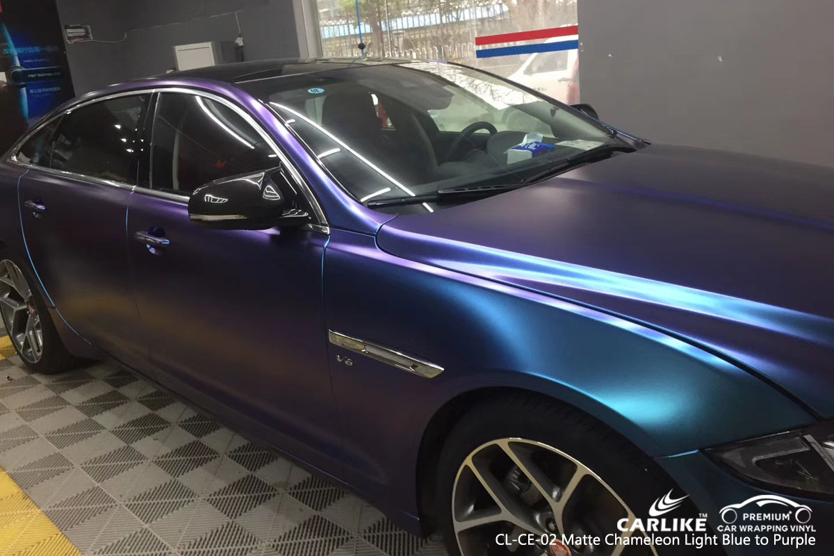 CARLIKE CL-CE-02 matte chameleon light blue to purple car wrap vinyl for Jaguar