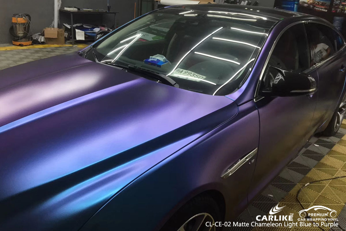 CARLIKE CL-CE-02 matte chameleon light blue to purple car wrap vinyl for Jaguar