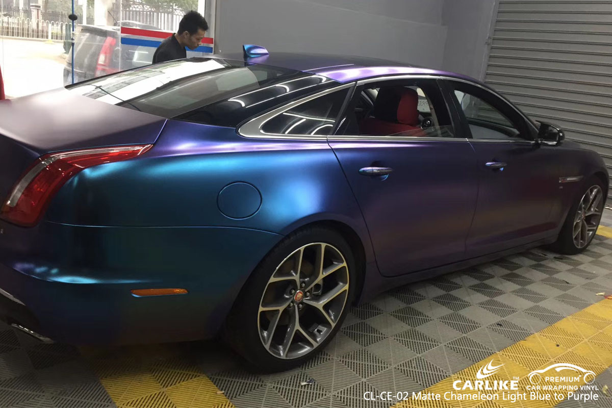 CARLIKE CL-CE-02 matte chameleon light blue to purple car wrap vinyl for Jaguar