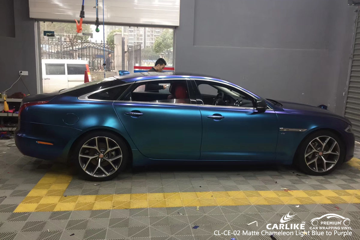 CARLIKE CL-CE-02 matte chameleon light blue to purple car wrap vinyl for Jaguar