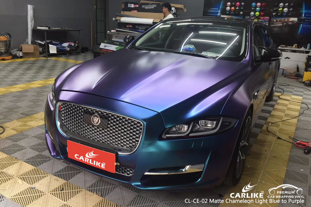 CARLIKE CL-CE-02 matte chameleon light blue to purple car wrap vinyl for Jaguar