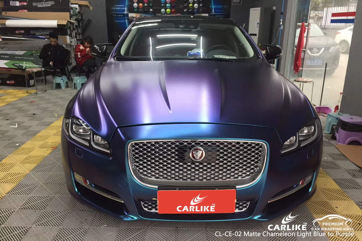 CARLIKE CL-CE-02 matte chameleon light blue to purple car wrap vinyl for Jaguar